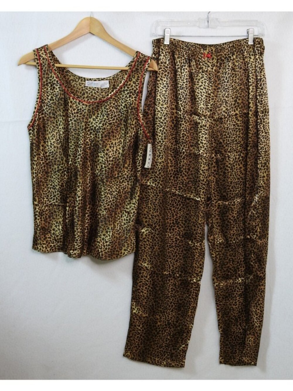 Kathryn Leopard Print Lounge Pajama Set Womens Large NWT Matching Set Tank Top - Picture 2 of 8